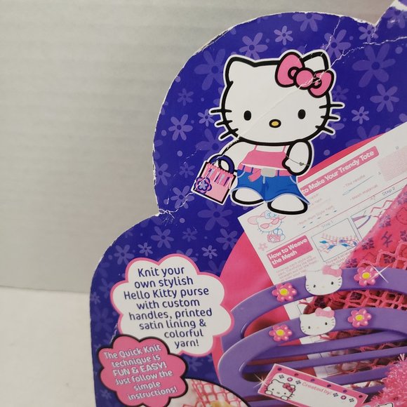 New Sealed HELLO KITTY Learn Knit Crochet Craft Yarn Bag Pink Purple Sanrio - Picture 12 of 15